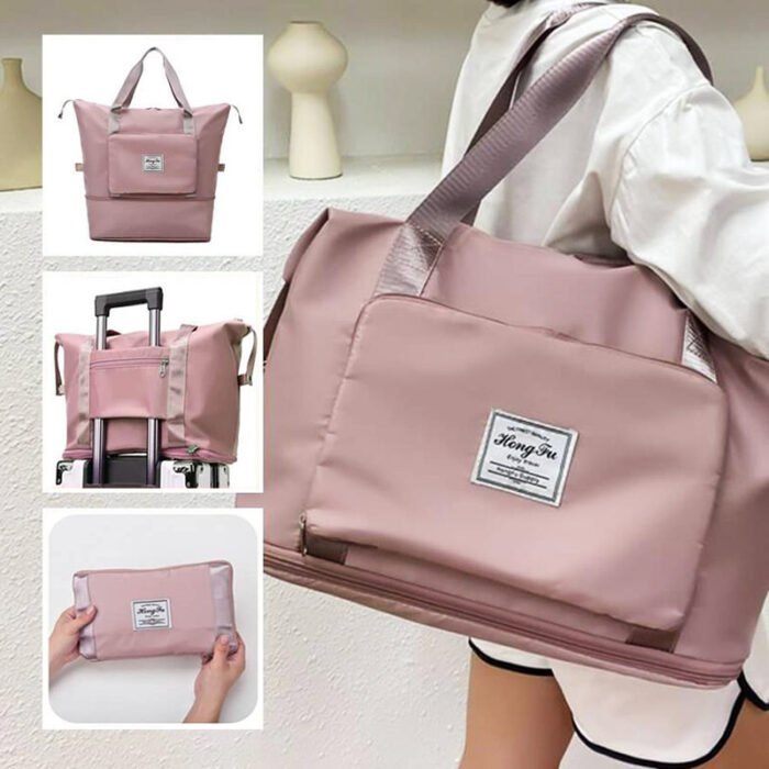 Foldable Storage Travel Bag Waterproof Large Capacity Gym Fitness Bag Weekender Overnight For Women - Image 1