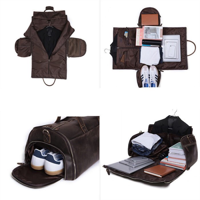Crazy Horse Leather Retro Duffel Bag - Image 5