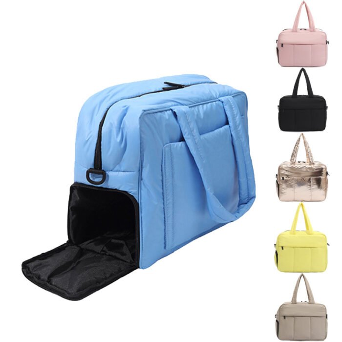 Down Handbags Winter Travel Duffle Bag With Shoes Compartment Portable Sports Yoga Gym Fitness Shoulder Bags For Weekender Overnight Tote Women - Image 10