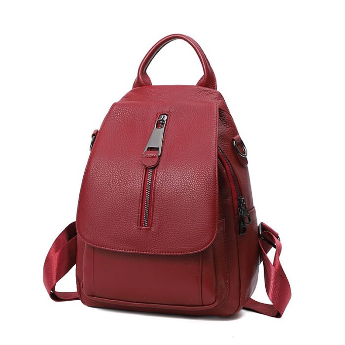 Anti Theft Leather Travel Women's Multi-layer Backpack - Image 9