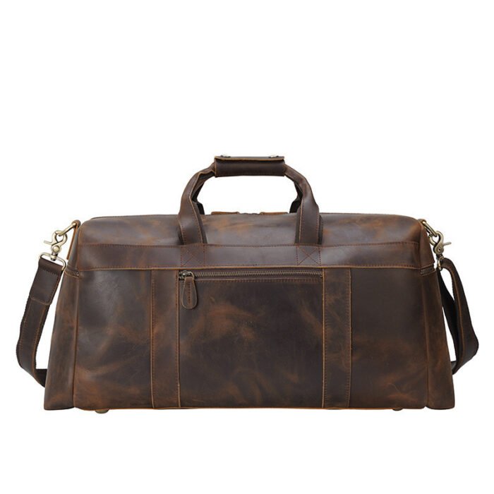 Vintage Crazy Horse Leather Men's Travel Large Capacity Tote - Image 2