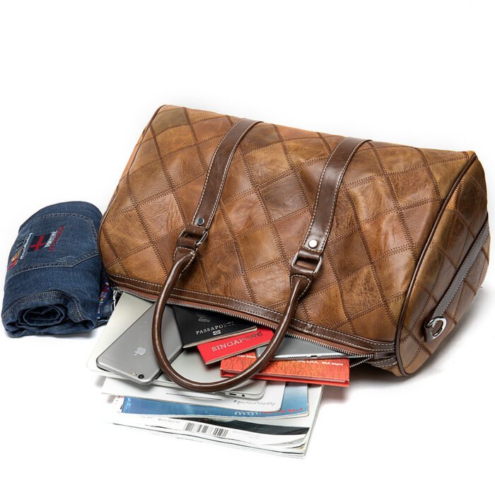 Checked vintage men's bag duffel bag - Image 5