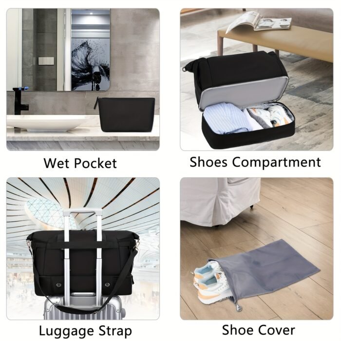 Women's Travel Duffel Bag, Sports Gym Yoga Duffel Bag Weekender Overnight Totes Bag - Image 4