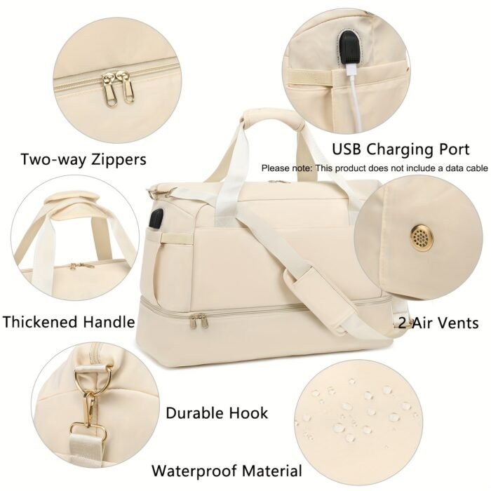 Women's Travel Duffel Bag, Sports Gym Yoga Duffel Bag Weekender Overnight Totes Bag - Image 5