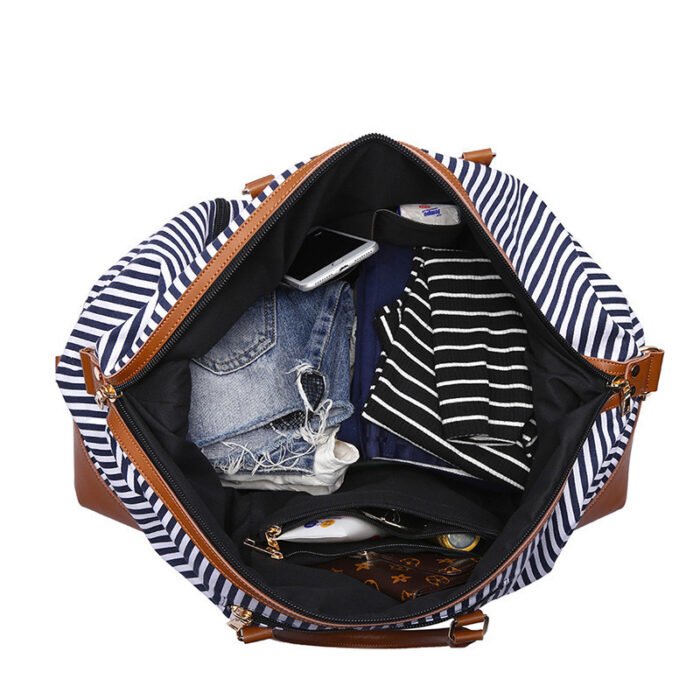 Striped Portable Messenger Travel Bag Travel Bag - Image 4
