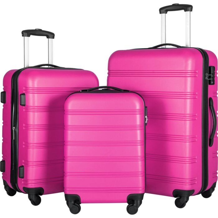 3 Piece Set Of Suitcases, Hard Shell Trolley Cases With TSA Locks 20 Inches 24 Inches 28 Inches - Image 1