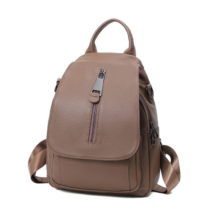 Anti Theft Leather Travel Women's Multi-layer Backpack - Image 5