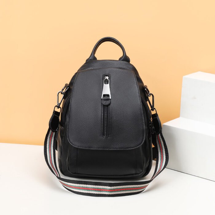 Anti Theft Leather Travel Women's Multi-layer Backpack - Image 3