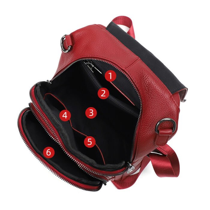 Anti Theft Leather Travel Women's Multi-layer Backpack - Image 4
