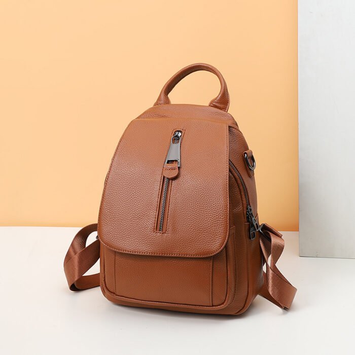 Anti Theft Leather Travel Women's Multi-layer Backpack - Image 7
