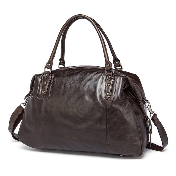 Cowhide Travel Bag Handbag Travel Bag Genuine Leather Travel Duffel Bag - Image 5