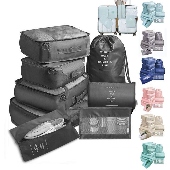 8-piece Set Luggage Divider Bag Travel Storage Clothes Underwear Shoes Organizer Packing Cube Bag - Image 1