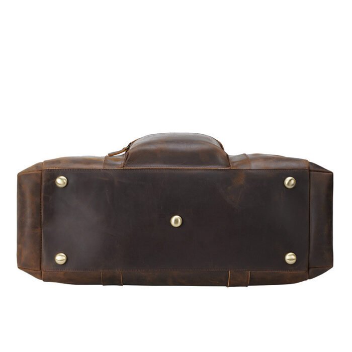 Vintage Crazy Horse Leather Men's Travel Large Capacity Tote - Image 5