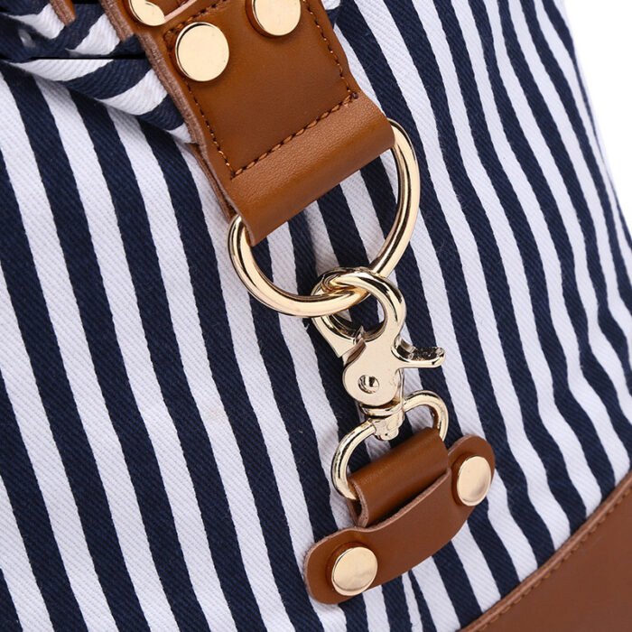 Striped Portable Messenger Travel Bag Travel Bag - Image 5