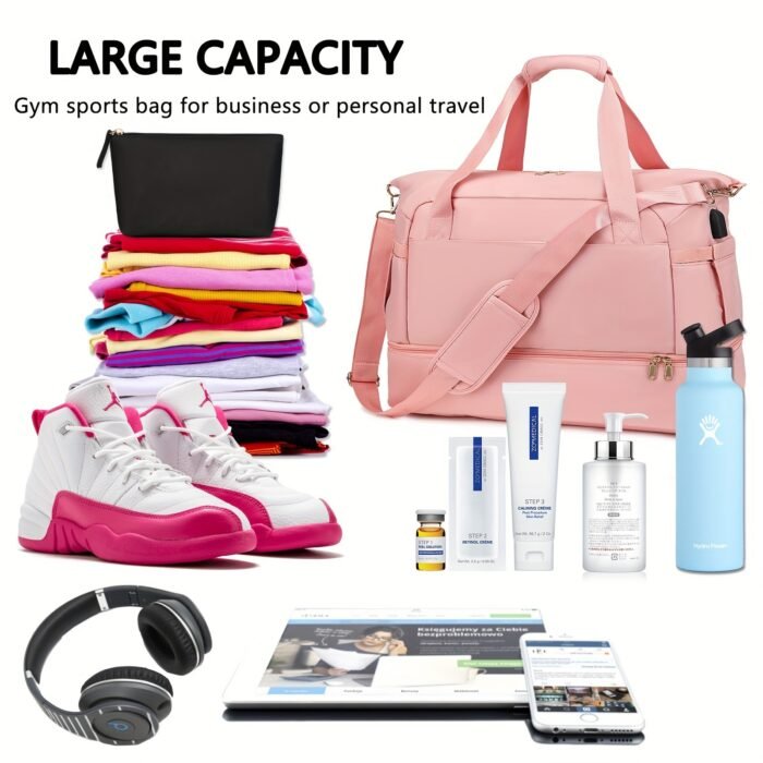 Women's Travel Duffel Bag, Sports Gym Yoga Duffel Bag Weekender Overnight Totes Bag - Image 6