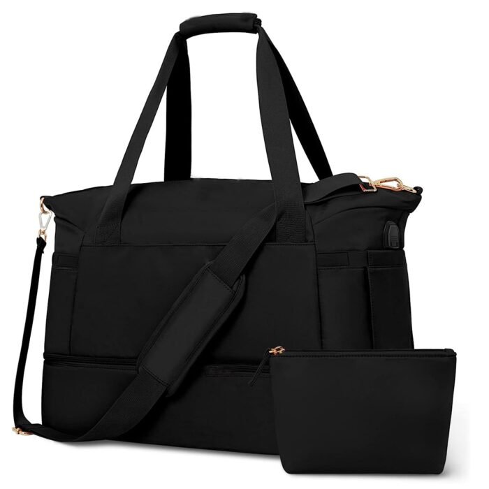 Travel Duffel Bag Sports Gym Bag For Girls Teen Birthday Gifts, Personal Item Weekender Bag Carry On Tote Bags For Women Men,Waterproof Overnight Luggage Bag With Trolley Sleeve - Image 2