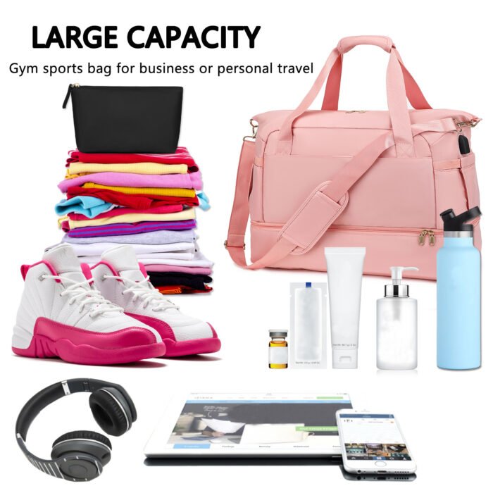 Gym Bag For Women,Travel Duffel Bag With USB Charging Port,Weekender Bag With Wet Pocket - Image 5